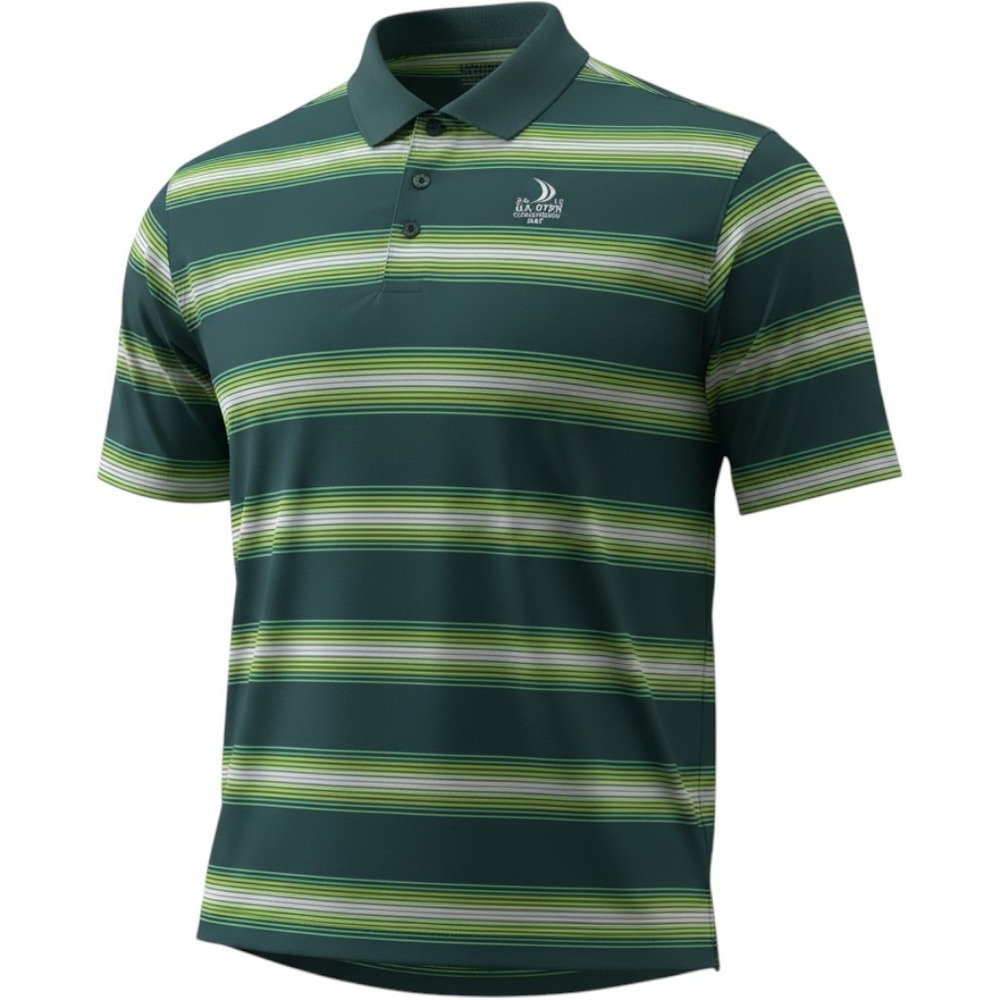 Nike Golf Shirt Tour Series Dri Fit Polo Men's XL Performance Green Striped